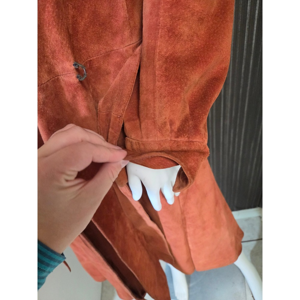 Jean Pecarel Paris 1970 penny lane Vintage Suede real fur Orange rust small - Picture 12 of 16
